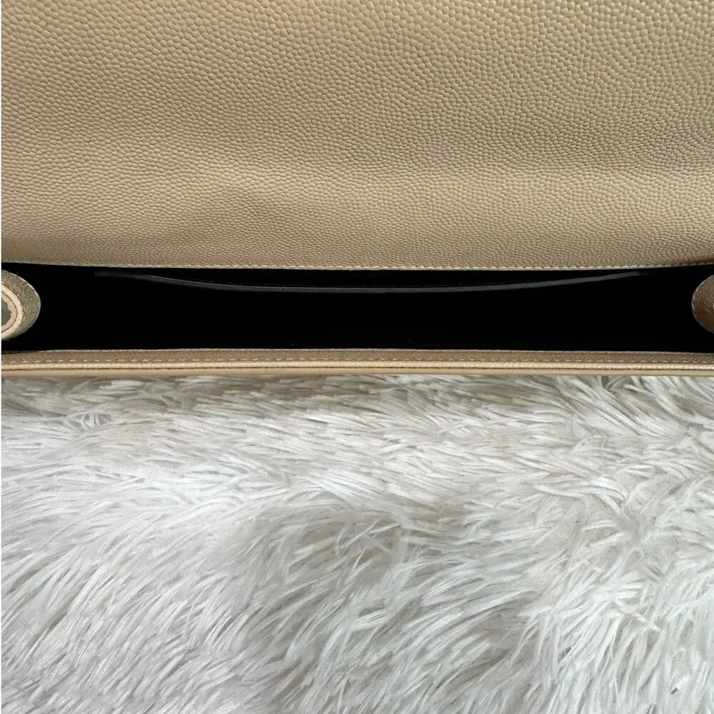 SAINT LAURENT Kate Monogram Clutch Tan